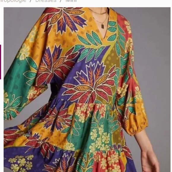Anthropologie‎ Conditions Apply Dress Women's XS Floral Tiered Mini Dress - Picture 2 of 12